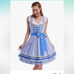 NEW Bavarian Dirndl Dress Oktoberfest Costume XXL Blue and White